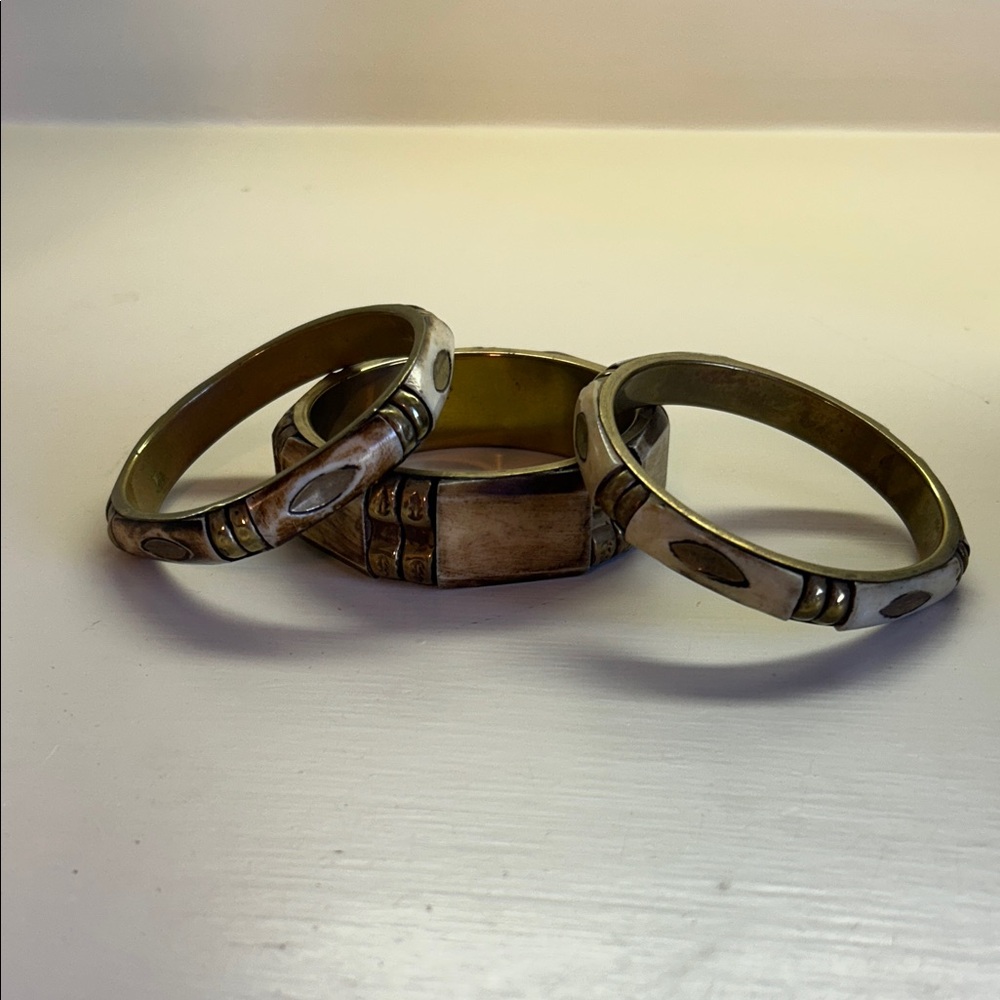 Stacked Metal Bangles in Antiqued Bronze Tone